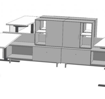 现代白色钢板办公桌SU模型下载_sketchup草图大师SKP模型