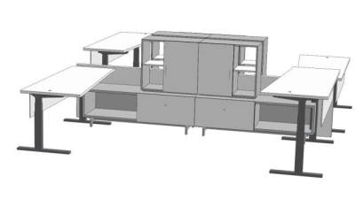 现代白色钢板办公桌SU模型下载_sketchup草图大师SKP模型