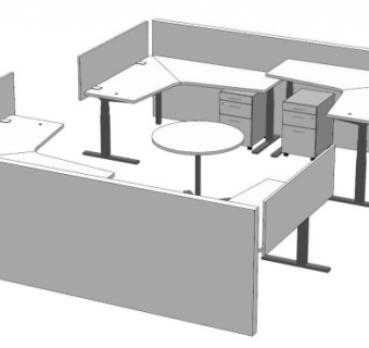 现代屏风办公桌SU模型下载_sketchup草图大师SKP模型