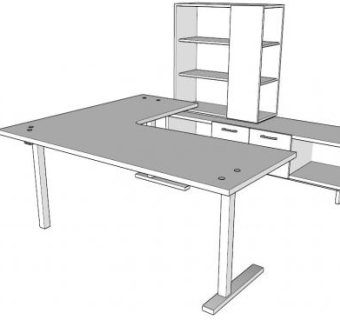 沃森七办公室书桌SU模型下载_sketchup草图大师SKP模型