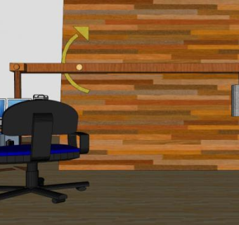 办公桌台式计算机桌椅SU模型下载_sketchup草图大师SKP模型