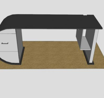 现代人造板书桌SU模型下载_sketchup草图大师SKP模型