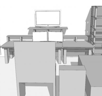 测试台办公电脑桌SU模型下载_sketchup草图大师SKP模型
