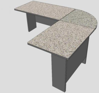 转角办公层叠桌SU模型下载_sketchup草图大师SKP模型