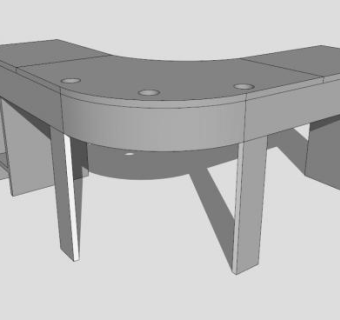 角圆边几电脑桌SU模型下载_sketchup草图大师SKP模型