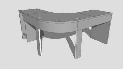 角圆边几电脑桌SU模型下载_sketchup草图大师SKP模型