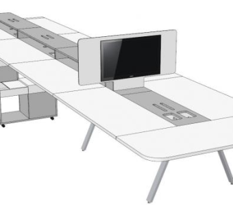 现代刚制办公桌SU模型下载_sketchup草图大师SKP模型