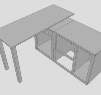 现代板式办公桌SU模型下载_sketchup草图大师SKP模型
