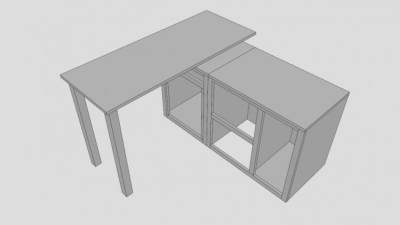 现代板式办公桌SU模型下载_sketchup草图大师SKP模型