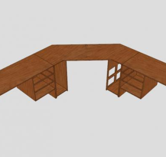 三个部分角落桌子SU模型下载_sketchup草图大师SKP模型