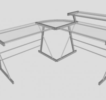 角圆电脑桌SU模型下载_sketchup草图大师SKP模型