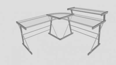 角圆电脑桌SU模型下载_sketchup草图大师SKP模型