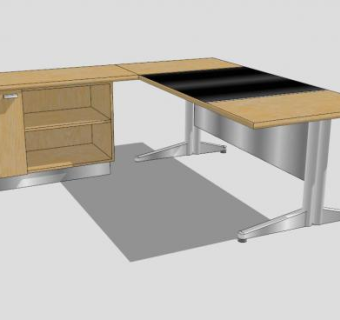 现代橡木办公桌SU模型下载_sketchup草图大师SKP模型