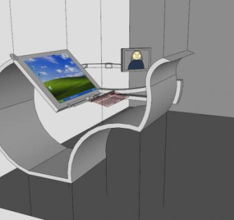 智能办公桌SU模型下载_sketchup草图大师SKP模型