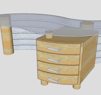 实木金属办公桌SU模型下载_sketchup草图大师SKP模型