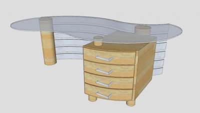 实木金属办公桌SU模型下载_sketchup草图大师SKP模型