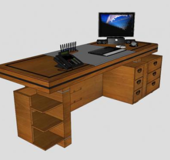行政工作台办公桌SU模型下载_sketchup草图大师SKP模型