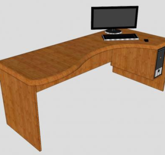 实木电脑办公桌SU模型下载_sketchup草图大师SKP模型