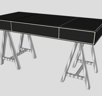 皮革办公桌子SU模型下载_sketchup草图大师SKP模型