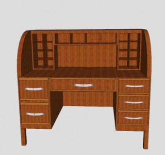 老式办公桌SU模型下载_sketchup草图大师SKP模型