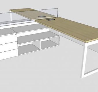 共享办公室办公桌SU模型下载_sketchup草图大师SKP模型