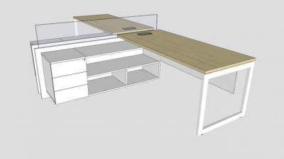 共享办公室办公桌SU模型下载_sketchup草图大师SKP模型