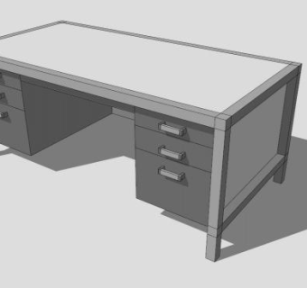 钢木结合家具办公桌SU模型下载_sketchup草图大师SKP模型
