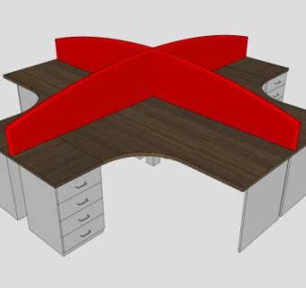 屏风办公桌SU模型下载_sketchup草图大师SKP模型