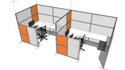 办公分区屏风办公桌SU模型下载_sketchup草图大师SKP模型