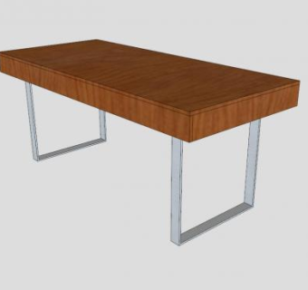 现代钢木办公桌SU模型下载_sketchup草图大师SKP模型