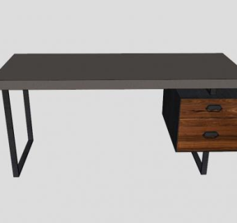 宜家木制办公桌SU模型下载_sketchup草图大师SKP模型