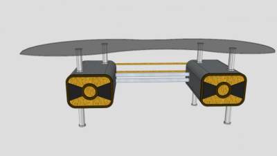 现代办公台玻璃桌SU模型下载_sketchup草图大师SKP模型