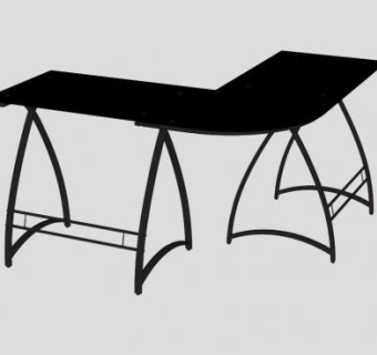 角圆边几奥登L型写字台SU模型下载_sketchup草图大师SKP模型