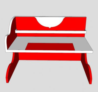 红色写字台办公桌SU模型下载_sketchup草图大师SKP模型