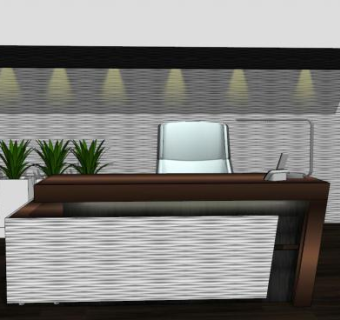 现代黑色办公桌椅SU模型下载_sketchup草图大师SKP模型