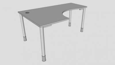 现代白色办公电脑桌SU模型下载_sketchup草图大师SKP模型