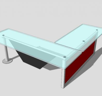 玻璃钢制办公桌SU模型下载_sketchup草图大师SKP模型