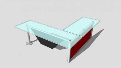 玻璃钢制办公桌SU模型下载_sketchup草图大师SKP模型