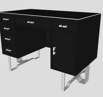 艺术装饰办公桌SU模型下载_sketchup草图大师SKP模型