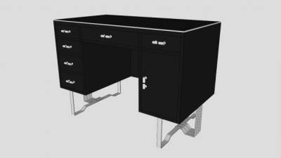 艺术装饰办公桌SU模型下载_sketchup草图大师SKP模型