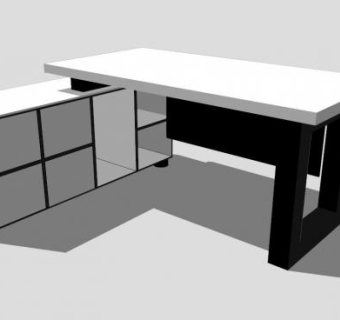 现代黑白办公桌SU模型下载_sketchup草图大师SKP模型