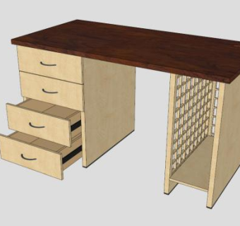 实木办公室桌椅SU模型下载_sketchup草图大师SKP模型