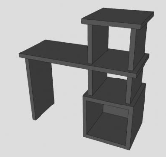 黑色电脑书桌SU模型下载_sketchup草图大师SKP模型