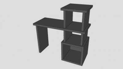 黑色电脑书桌SU模型下载_sketchup草图大师SKP模型