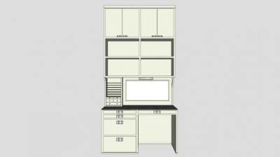 现代内置书桌SU模型下载_sketchup草图大师SKP模型