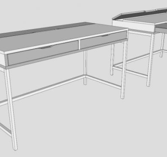 宜家白色办公桌台SU模型下载_sketchup草图大师SKP模型