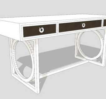 现代白色写字台SU模型下载_sketchup草图大师SKP模型