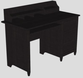 黑色板式办公桌SU模型下载_sketchup草图大师SKP模型