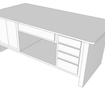 现代白色书桌台SU模型下载_sketchup草图大师SKP模型