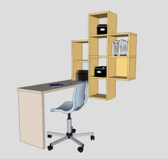 板式办公桌台SU模型下载_sketchup草图大师SKP模型